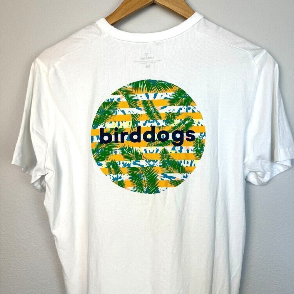 Birddogs Men T-Shirt Short Sleeve Crew Neck Palm Leaf Print Graphic White Medium - Picture 5 of 12
